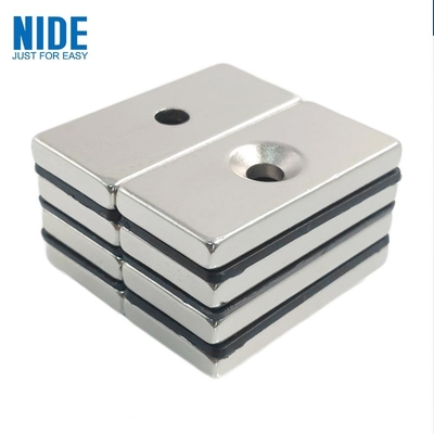 Custom Electric Motor Spare Parts NdFeB Neodymium Magnet Square Strong With Hole